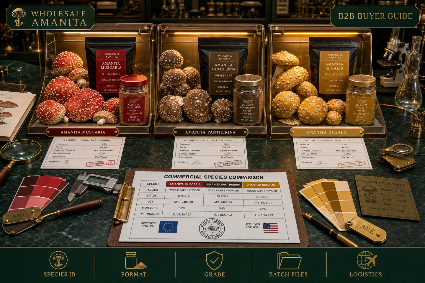 Commercial Comparison of Amanita Muscaria, Pantherina and Regalis