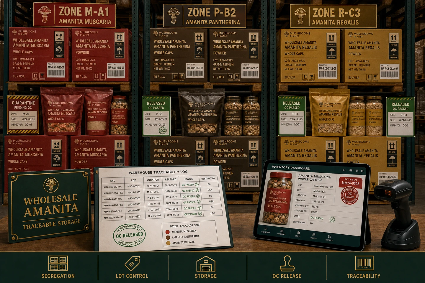 Warehouse Segregation and Traceability for Amanita Products