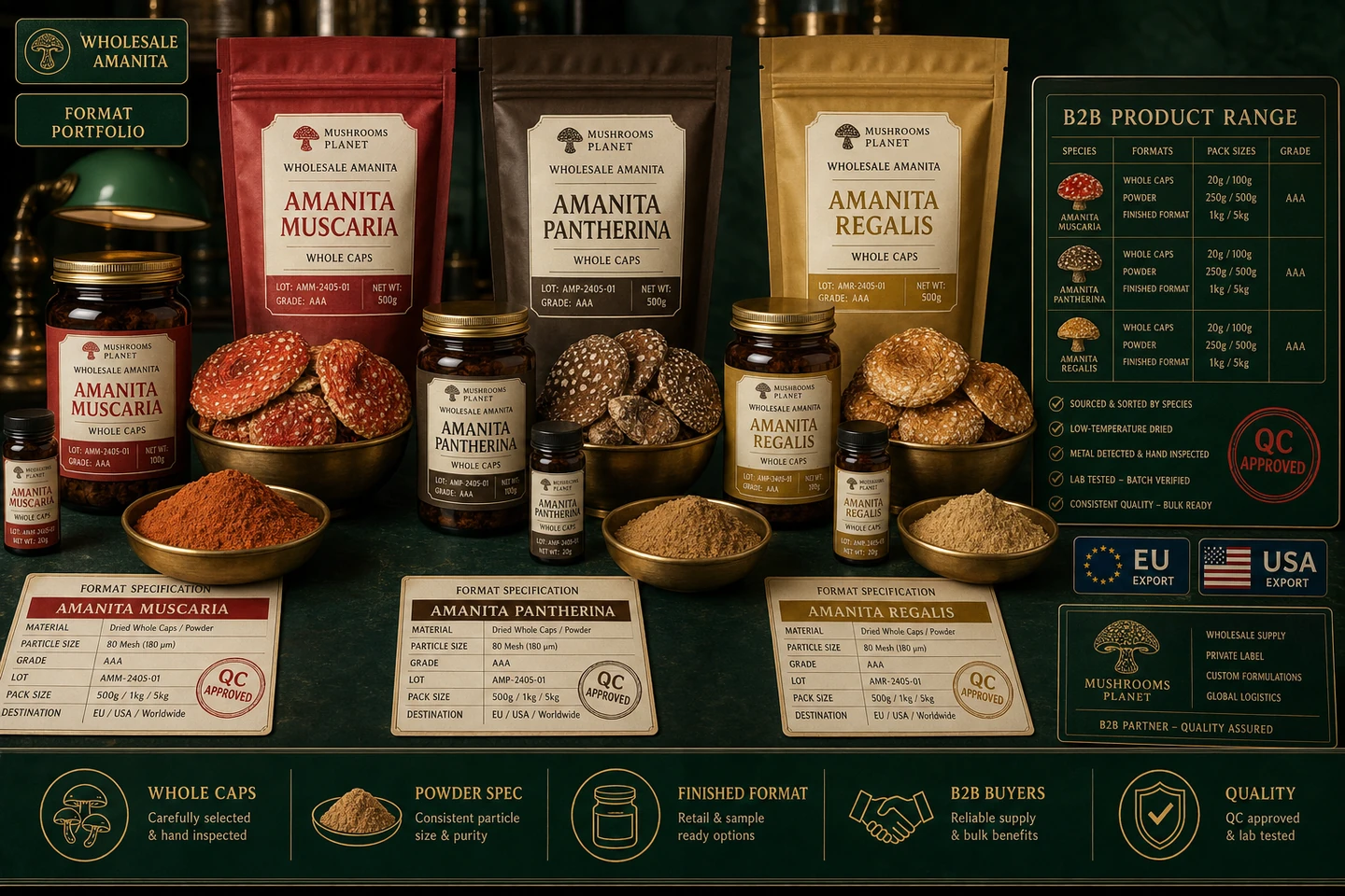Whole Caps and Powders Across an Amanita Range